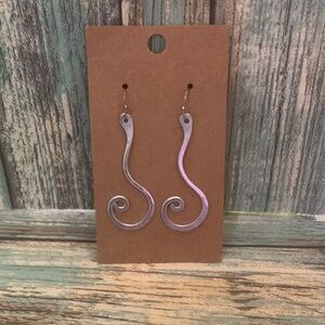 Hammered Sterling Silver Swirl 2 inch Dangle Earrings. New w/o tags